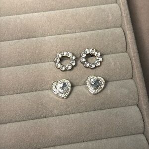 Heart Crystal Rhinestone Earrings - Bundle of 2!!